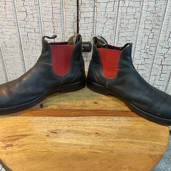 * SOLD * Blundstone 1316 Classic Chelsea Boots Black Red Men’s US 12 - Picture 2 of 8